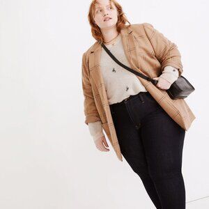 Madewell Plus Larsen Blazer 2X Camel Windowpane